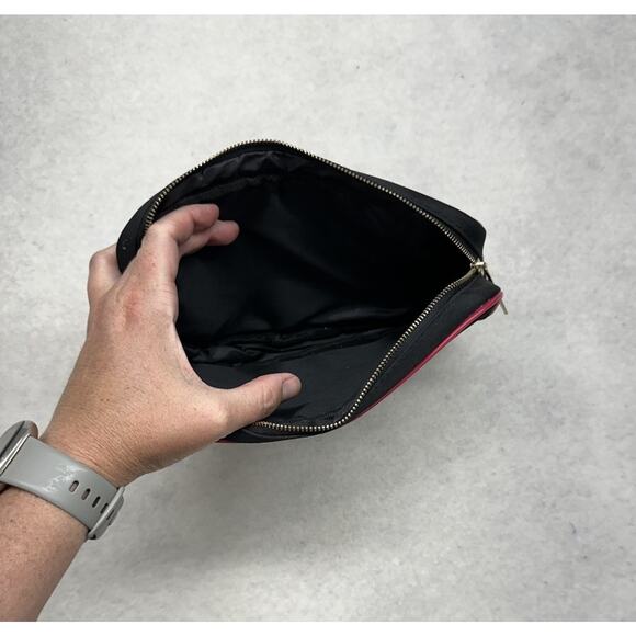 Rustic Cuff Large Cosmetic Bag Storage Travel Black Red Trim Gold Logo - Picture 6 of 6